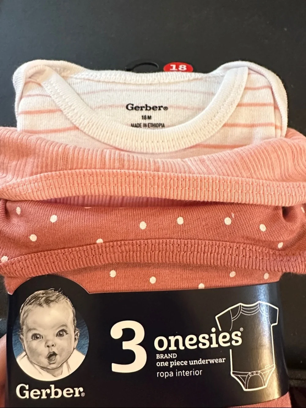 Gerber Pink 3-Pack Baby Onesies
